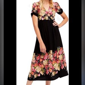 💃Free People Jamie Floral Midi Dress Women’s Small EUC